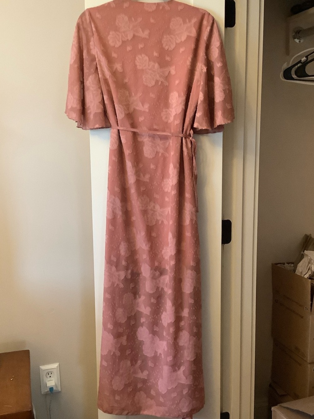 SHEIN Dusty Rose Jacquard Wrap Maxi Dress - Picture 6 of 7